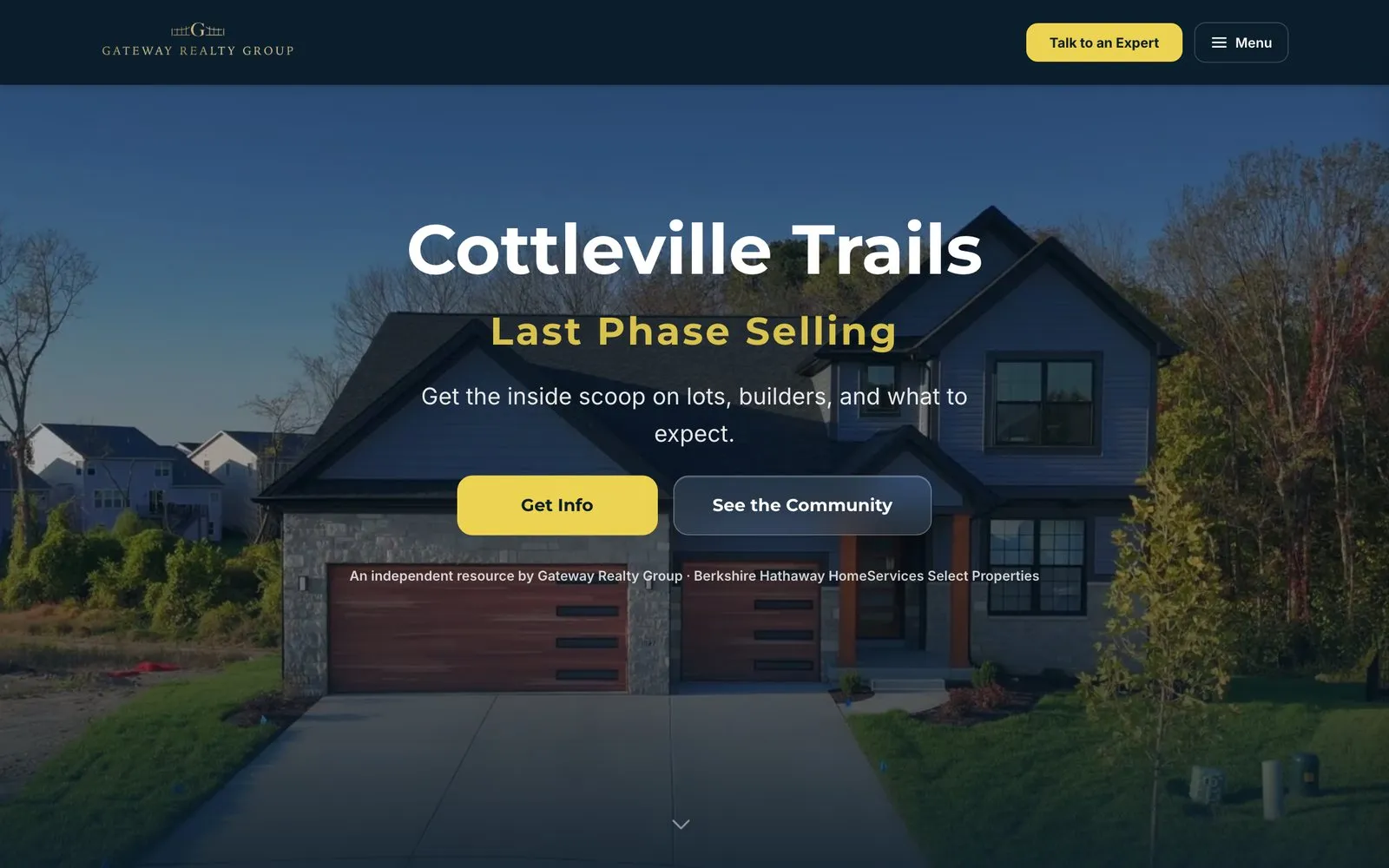 Cottleville Trails community website designed by Formbreak