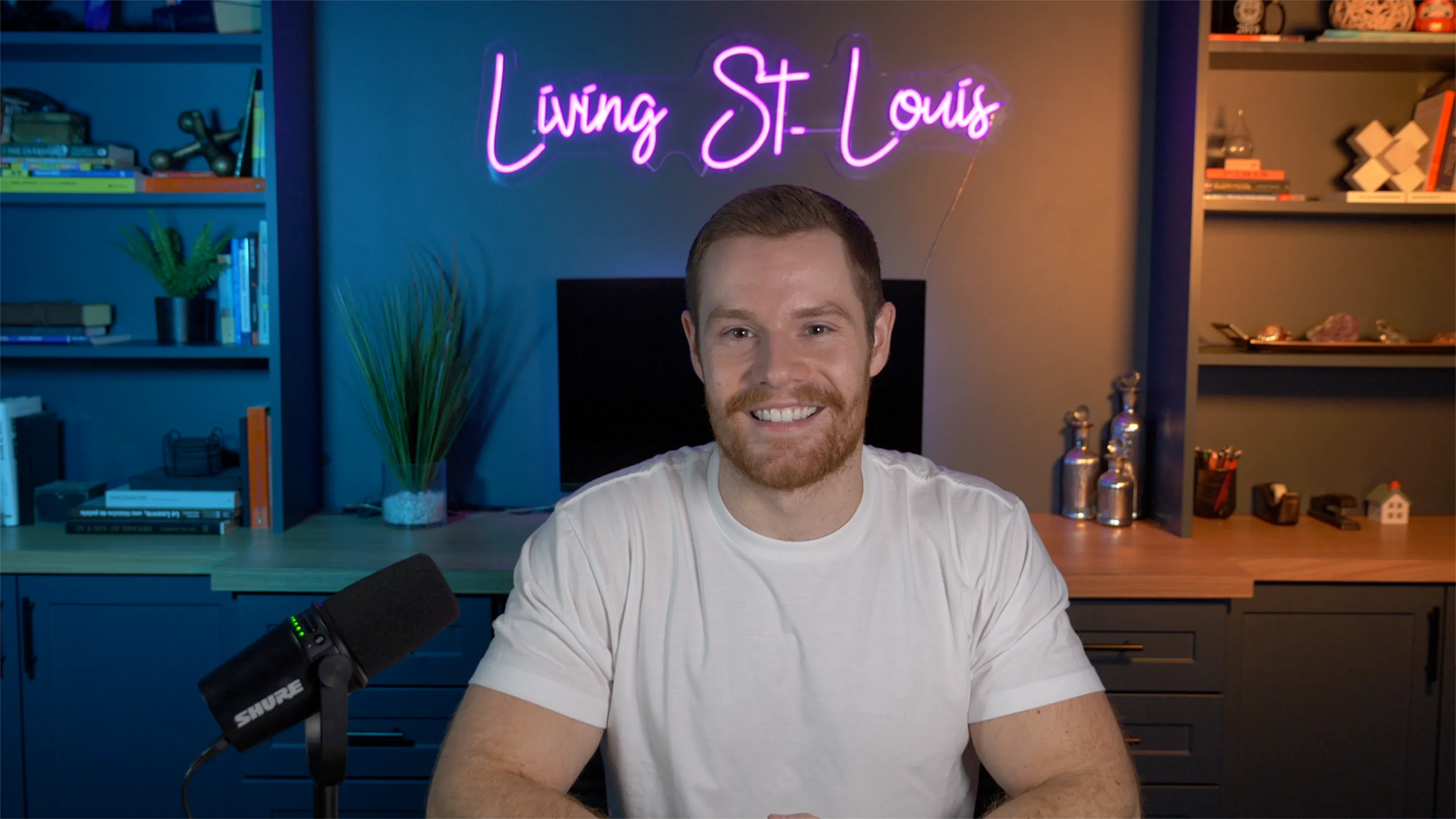 Jacob Peistrup, founder of Formbreak, a St. Louis AI SEO agency, at his Living St. Louis studio desk