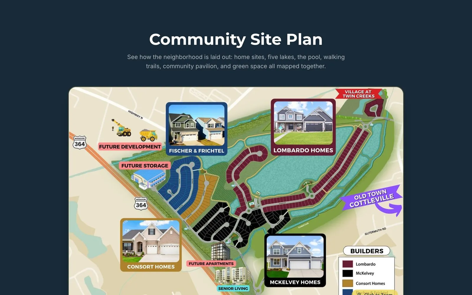 Interactive community site plan on the Cottleville Trails website